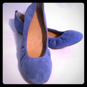 Never worn J. Crew blue suede flats